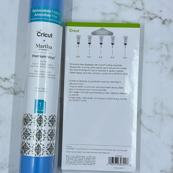 New Cricut Supplies - Fine Point Pen Set Sorbet + Blue Removable Matte Vinyl - Picture 2 of 3